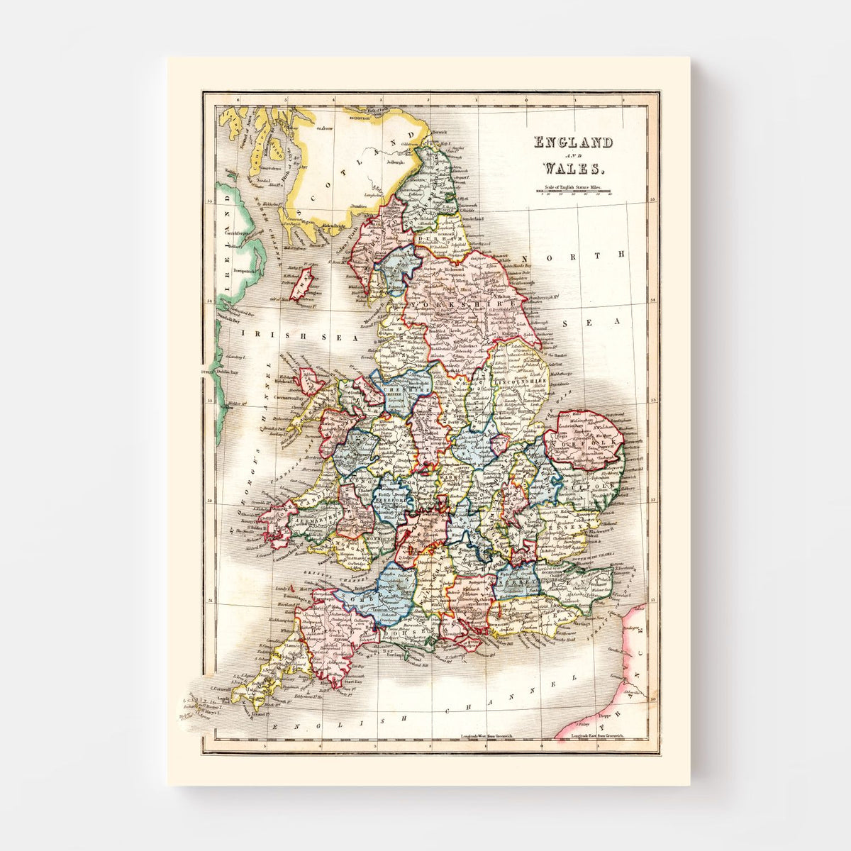 Vintage Map of England & Wales 1832 Wall Art