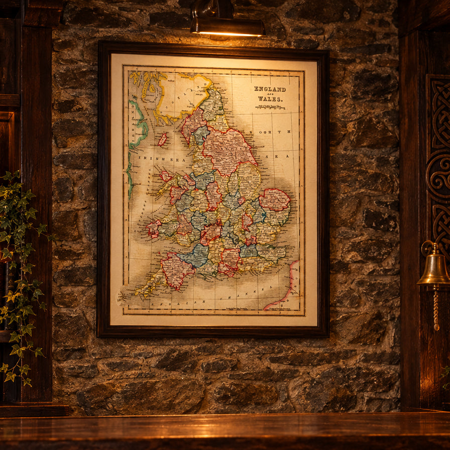 Vintage Map of England & Wales 1832 Wall Art