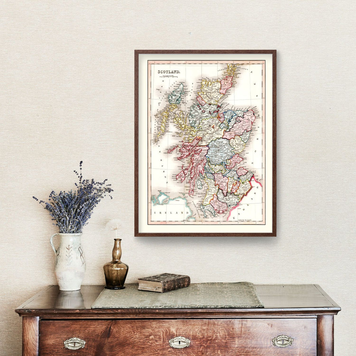 Vintage Map of Scotland 1832 Wall Art