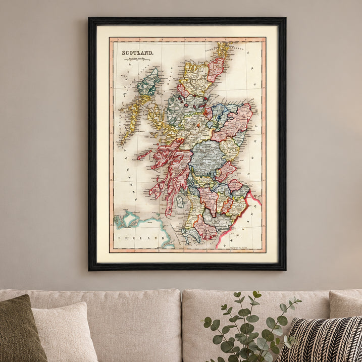 Vintage Map of Scotland 1832 Wall Art