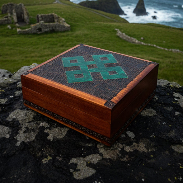 Celtic Four Corner Knot Keepsake Box - Handmade Wooden Box