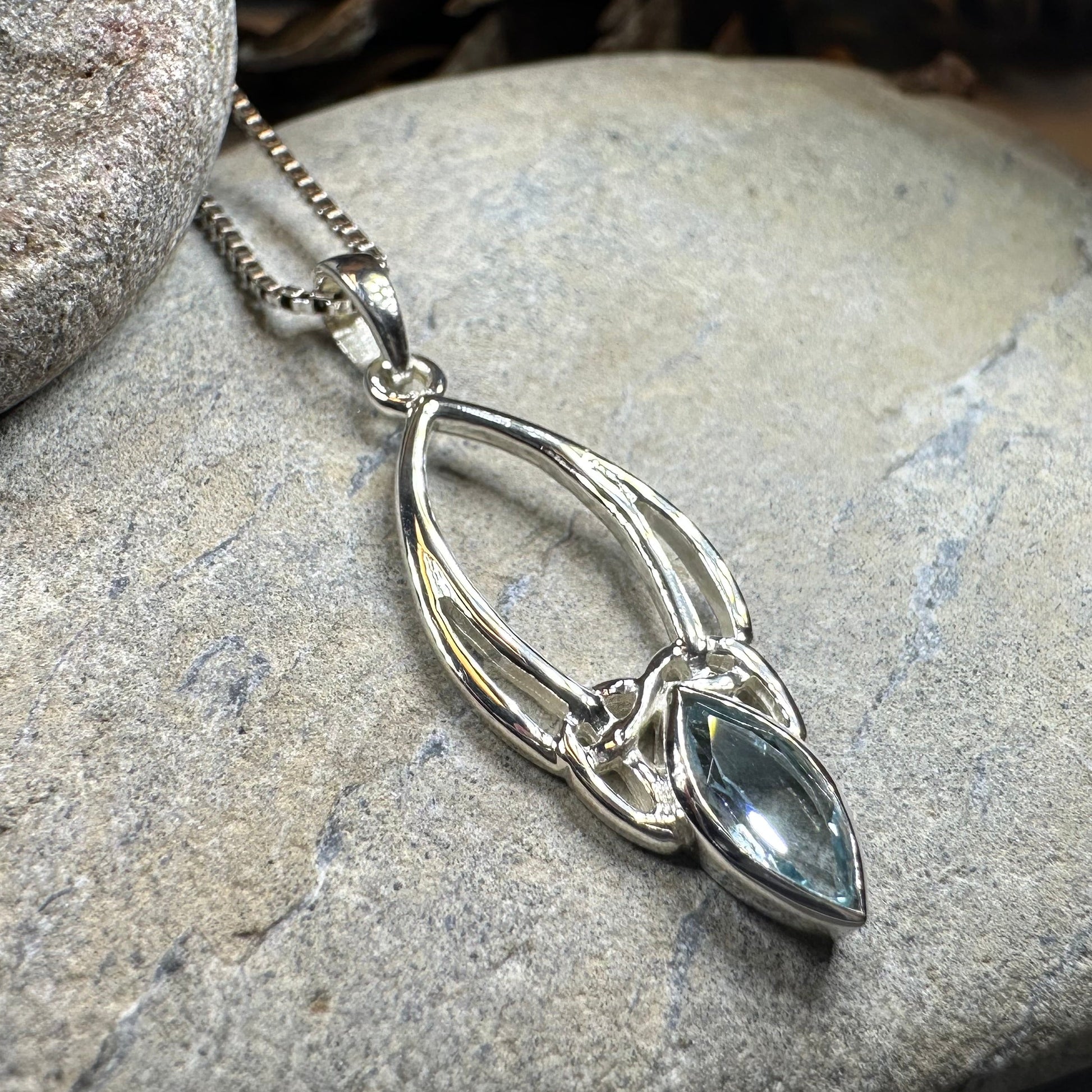 Vanessa Trinity Knot Blue Topaz Necklace — view 7