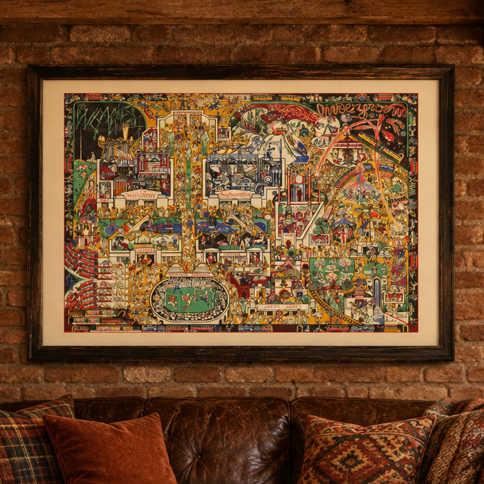 Vintage Pictorial Map of London's Underground 1924 Wall Art