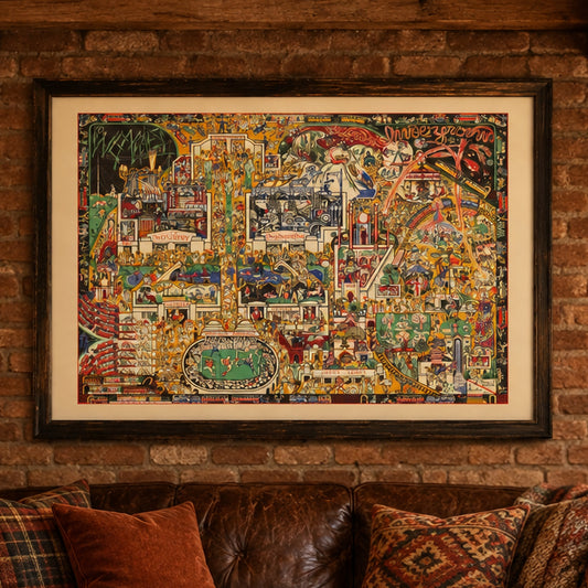 Vintage Pictorial Map of London's Underground 1924 Wall Art