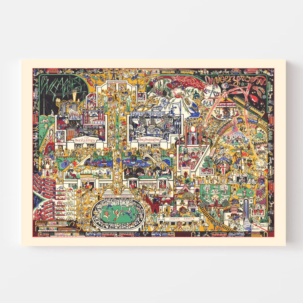Vintage Pictorial Map of London's Underground 1924 Wall Art