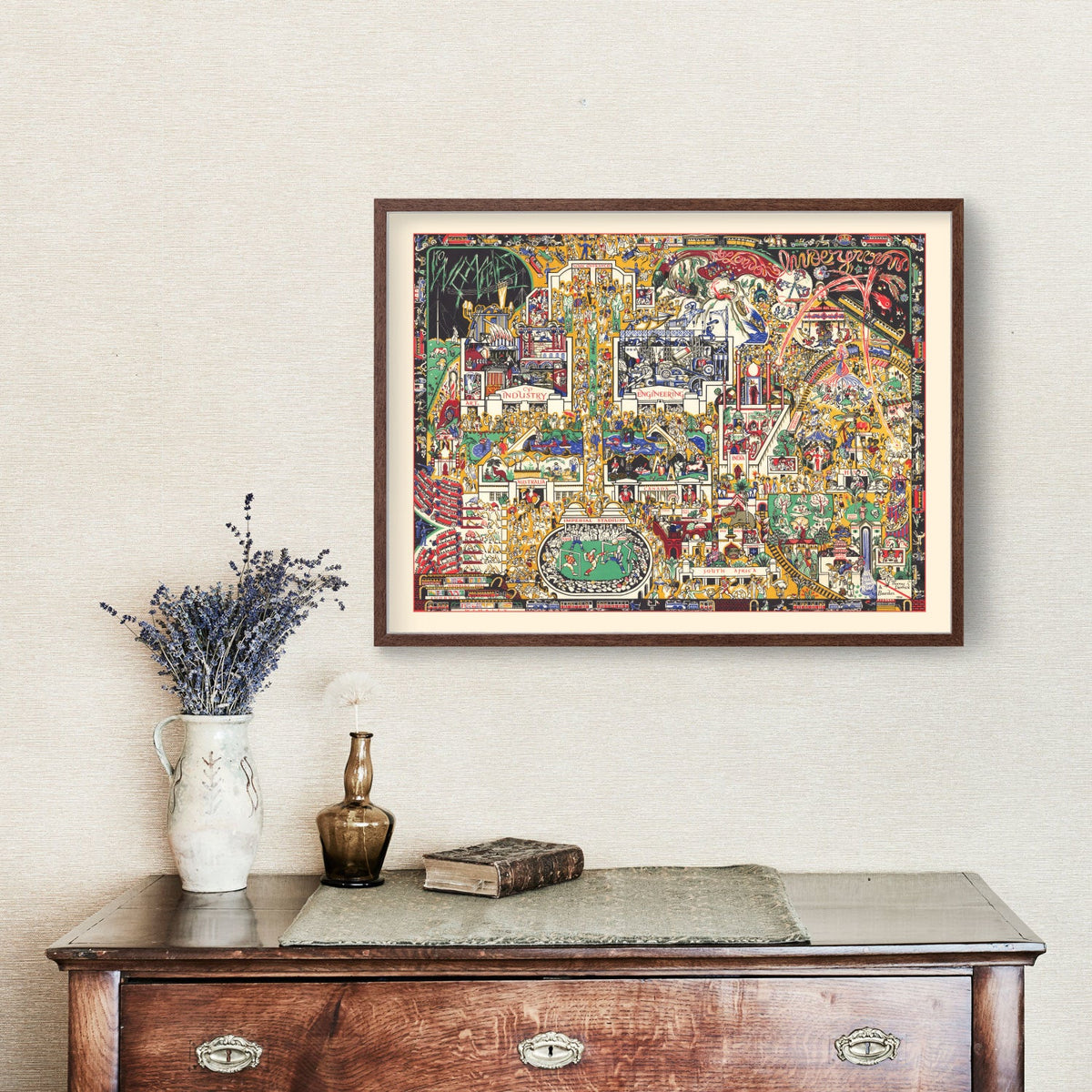 Vintage Pictorial Map of London's Underground 1924 Wall Art
