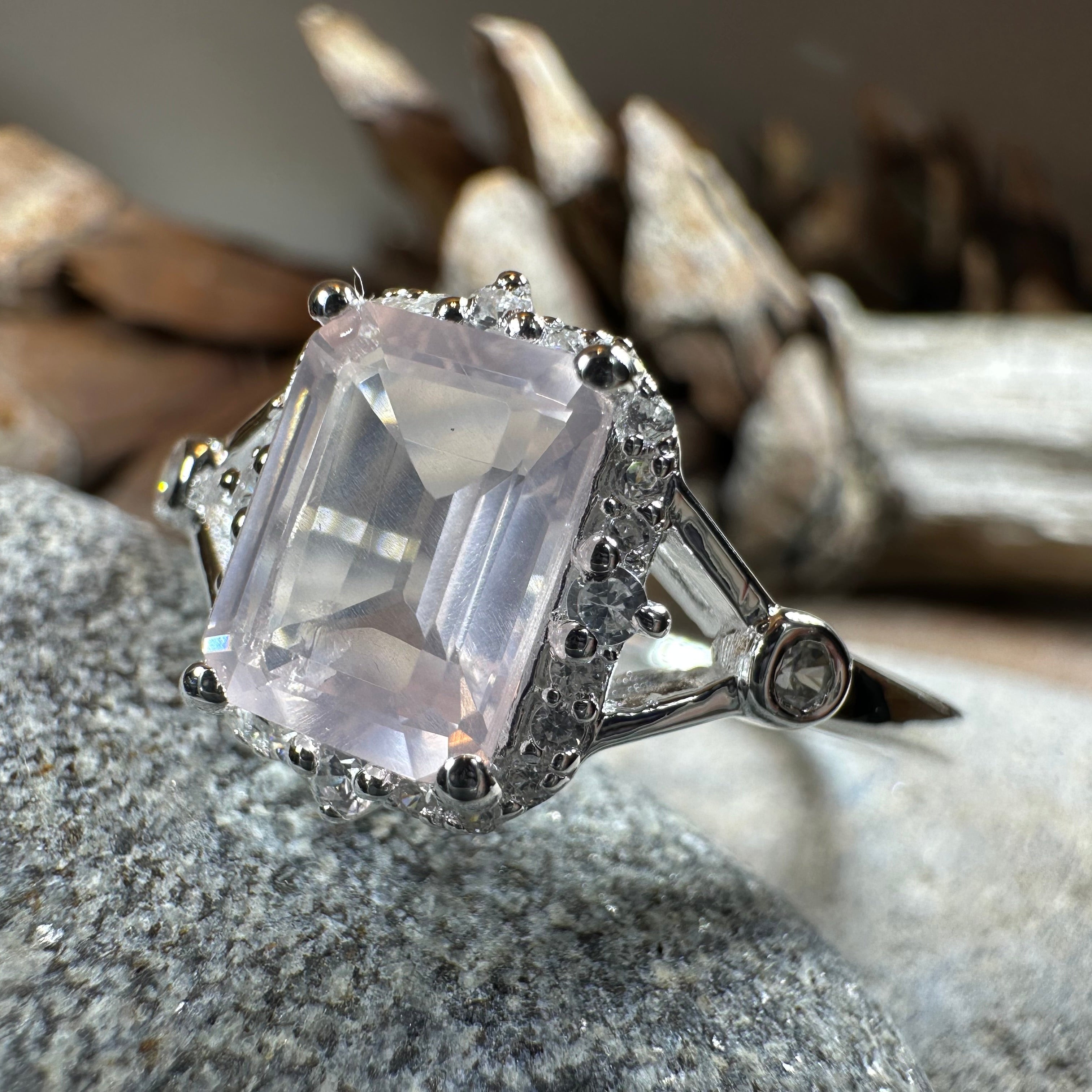 Tianna Rose Quartz Ring - Sterling Silver – Celtic Crystal Design