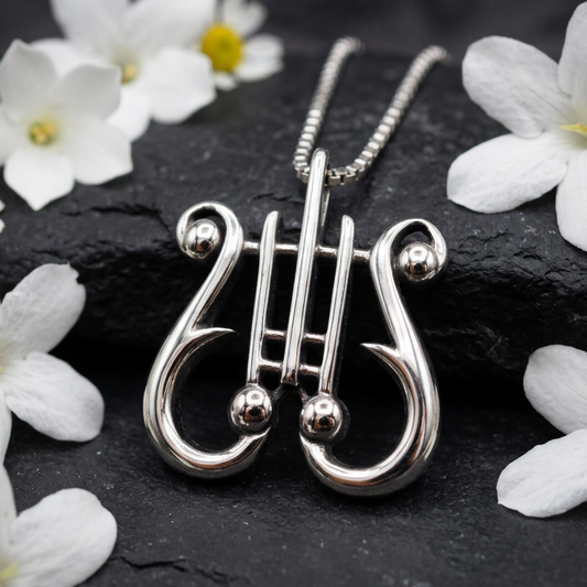 Alianna Irish Harp Necklace in Sterling Silver