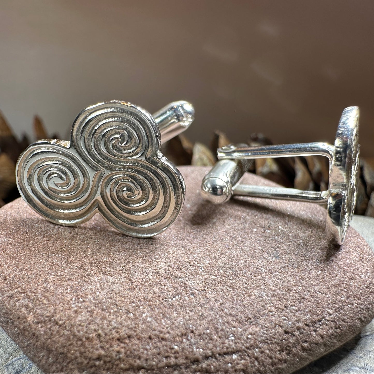 Artisan Newgrange Triple Spiral Cufflinks - Made in Ireland