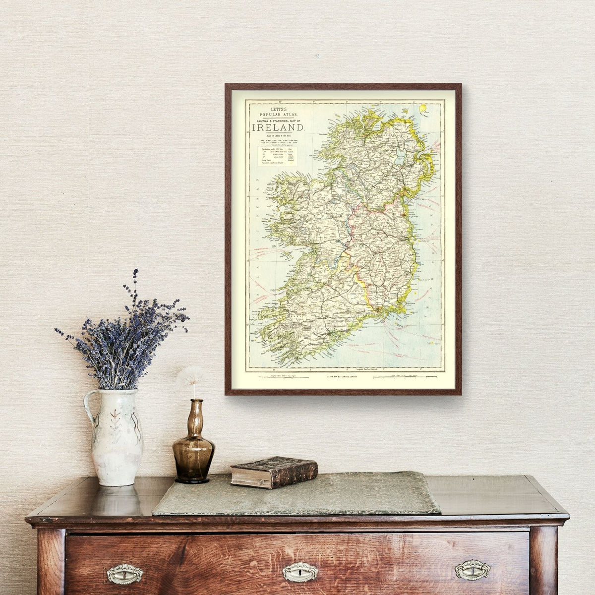 Vintage Map of Ireland 1883 Wall Art