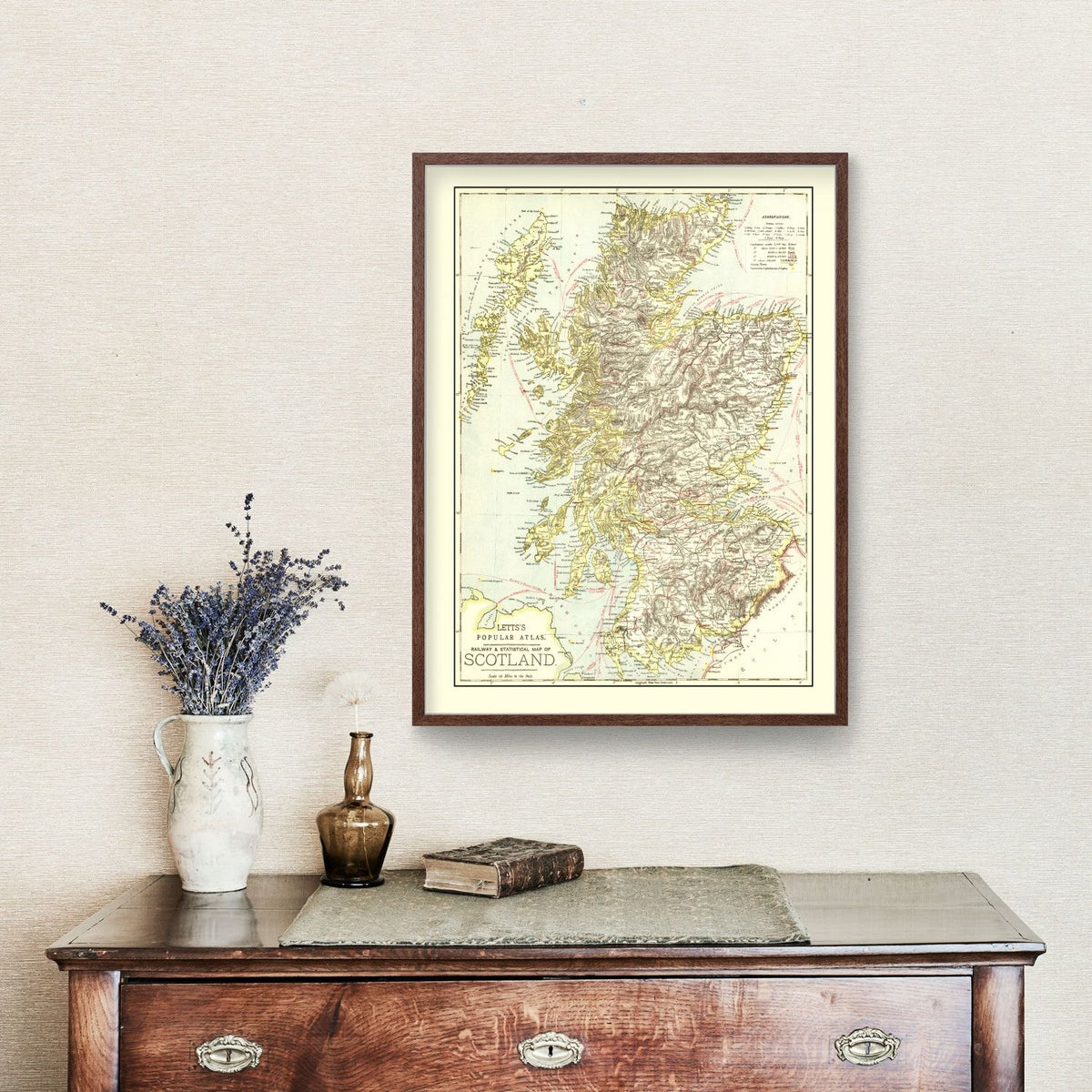 Vintage Map of Scotland 1883 Wall Art