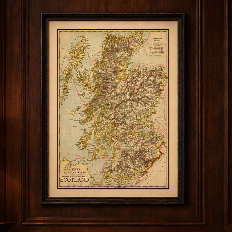Vintage Map of Scotland 1883 Wall Art