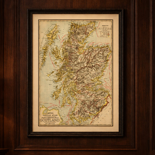 Vintage Map of Scotland 1883 Wall Art