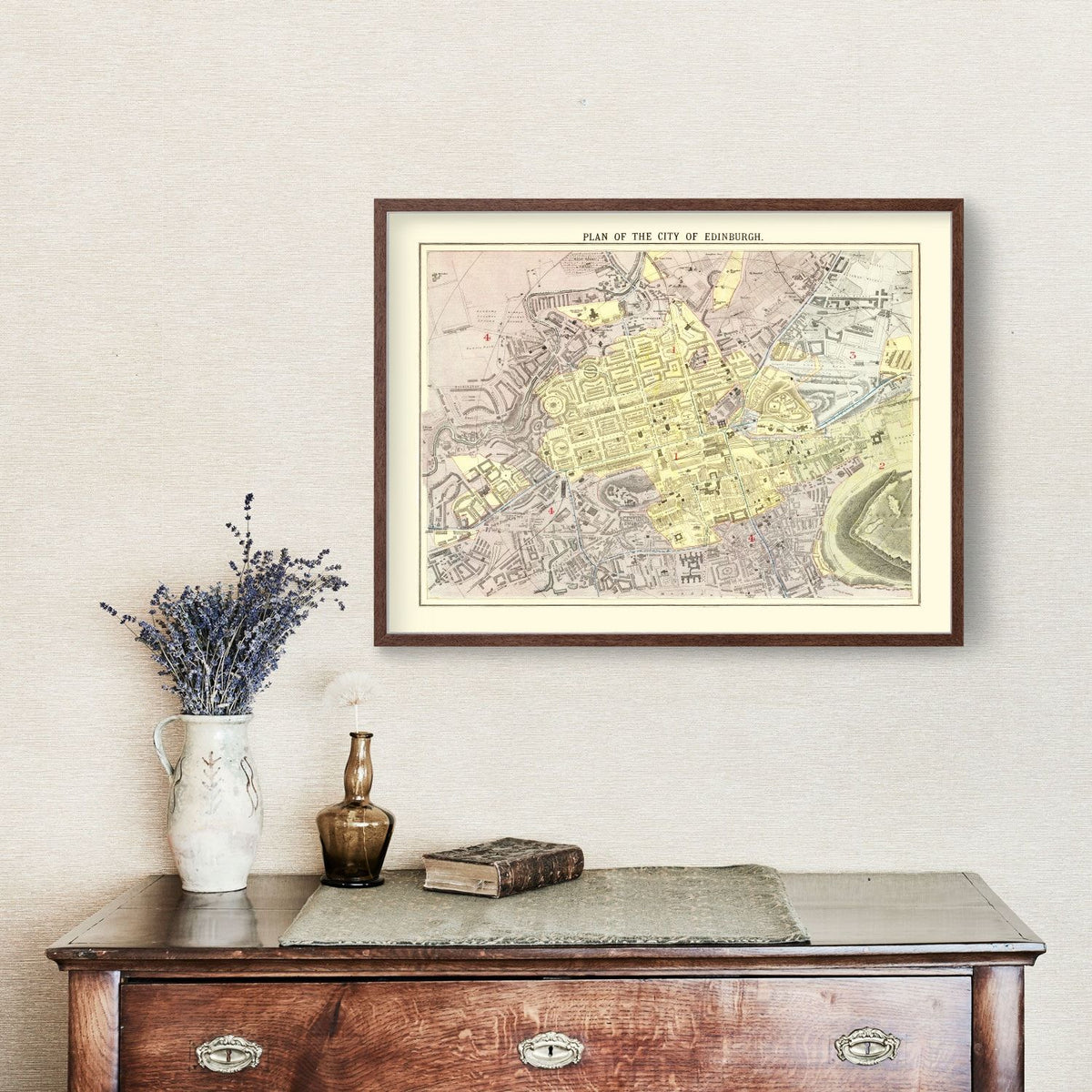 Vintage Map of Edinburgh, Scotland 1883 Wall Art