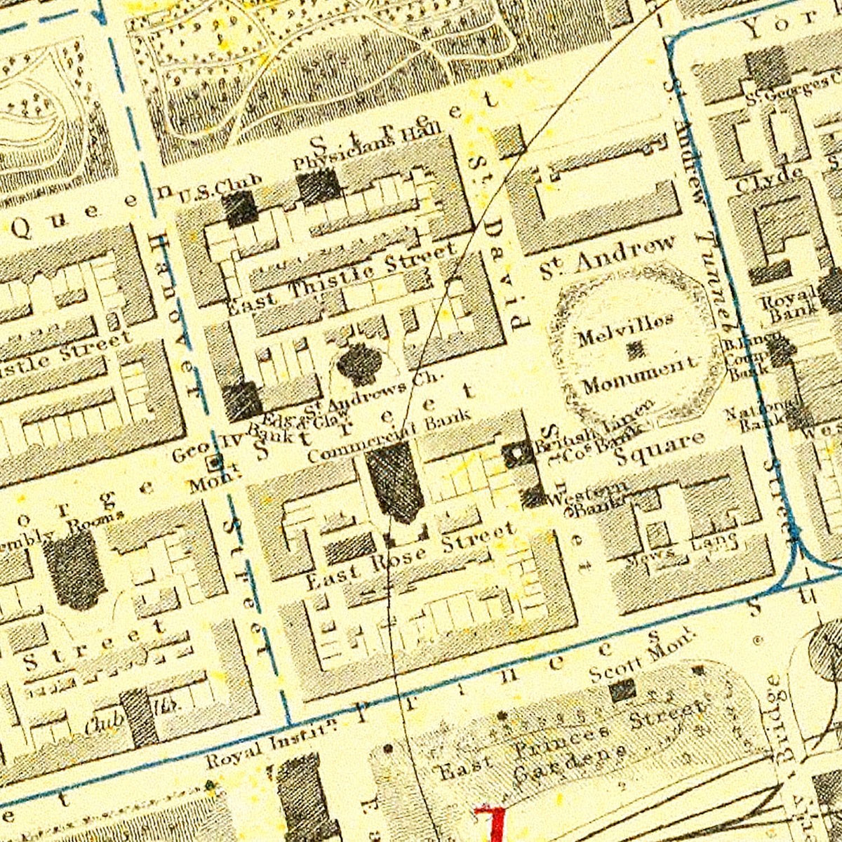 Vintage Map of Edinburgh, Scotland 1883 Wall Art
