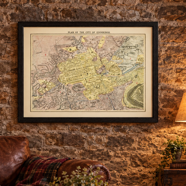 Vintage Map of Edinburgh, Scotland 1883 Wall Art