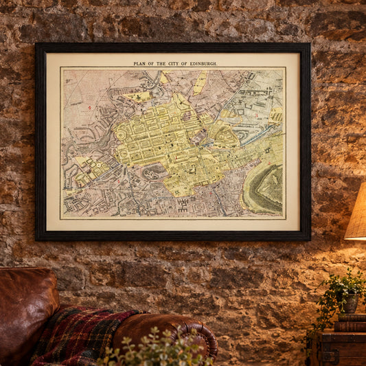 Vintage Map of Edinburgh, Scotland 1883 Wall Art