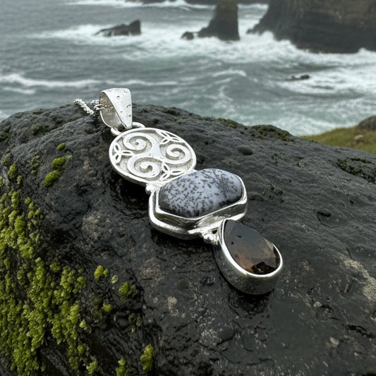 Abria Celtic Spiral Necklace in Sterling Silver