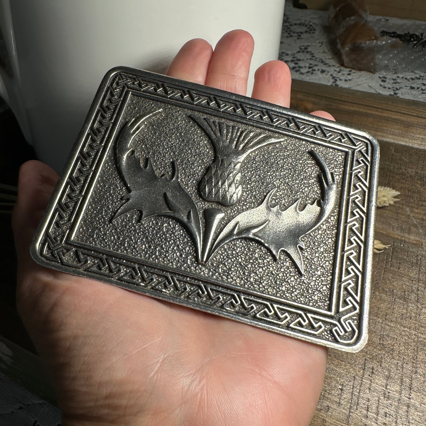 Bold Scottish Thistle Kilt Belt Buckle - Handmade in Scotland