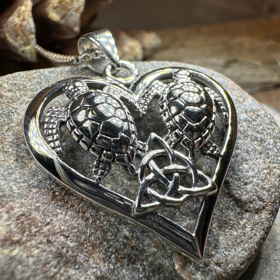 Celtic Turtle Lovers Necklace in Sterling Silver