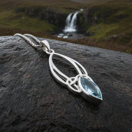 Vanessa Trinity Knot Blue Topaz Necklace