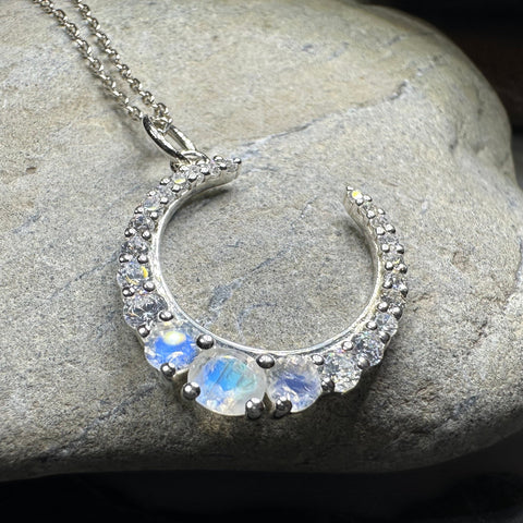 Load image into Gallery viewer, Moonstone Crescent Moon Necklace
