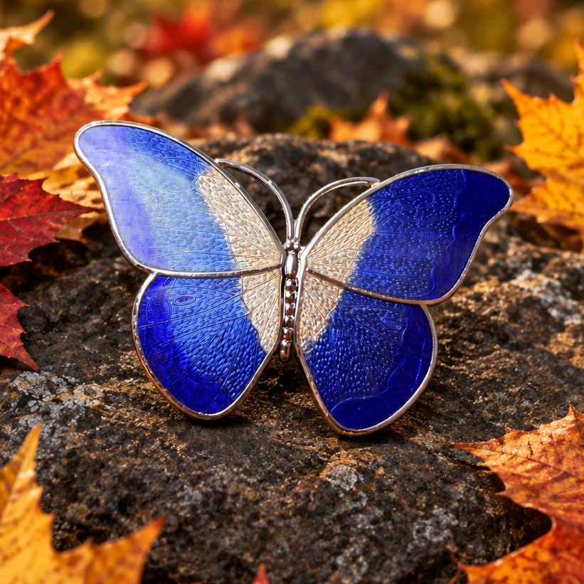 Enamel Soft Hue Butterfly Scarf Ring