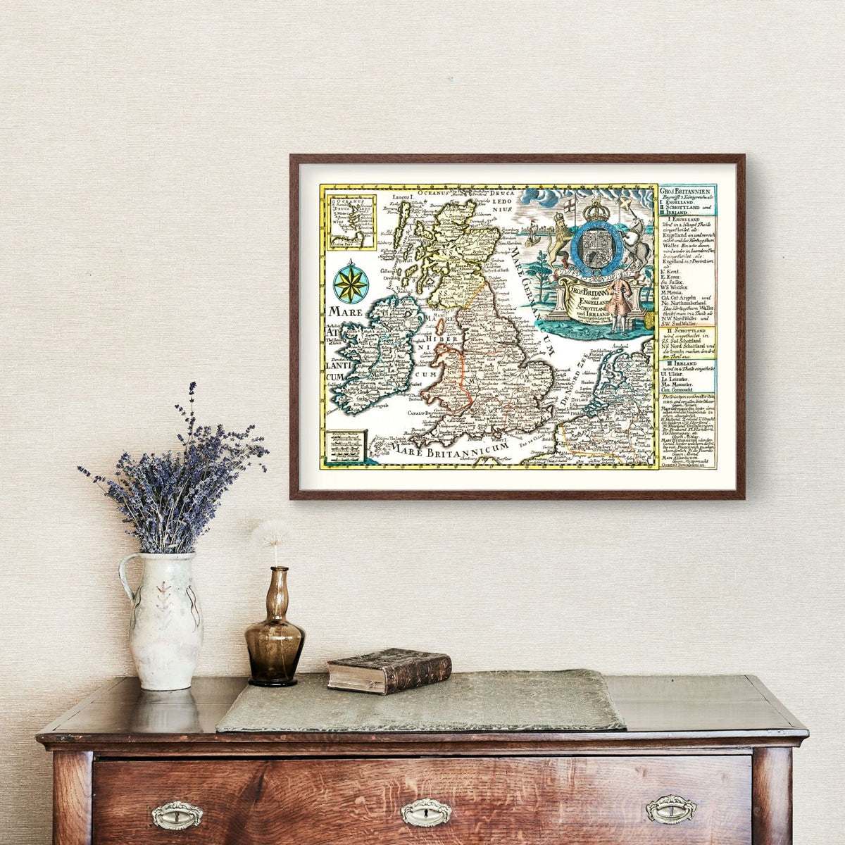 Vintage Map of England, Scotland & Ireland 1790 Wall Art