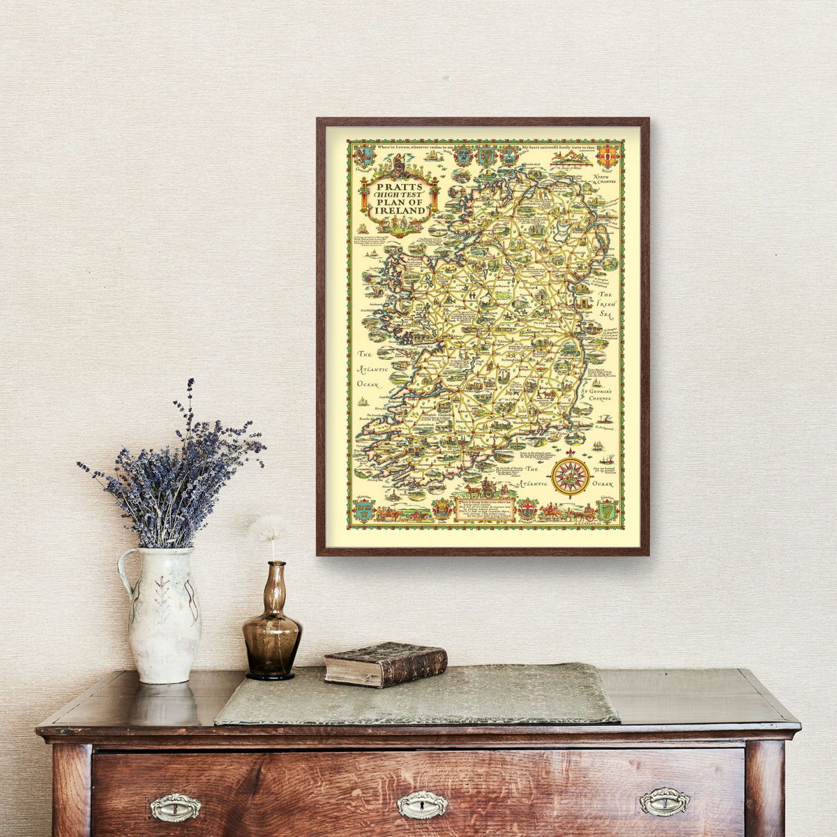 Vintage Map of Ireland 1933 Wall Art