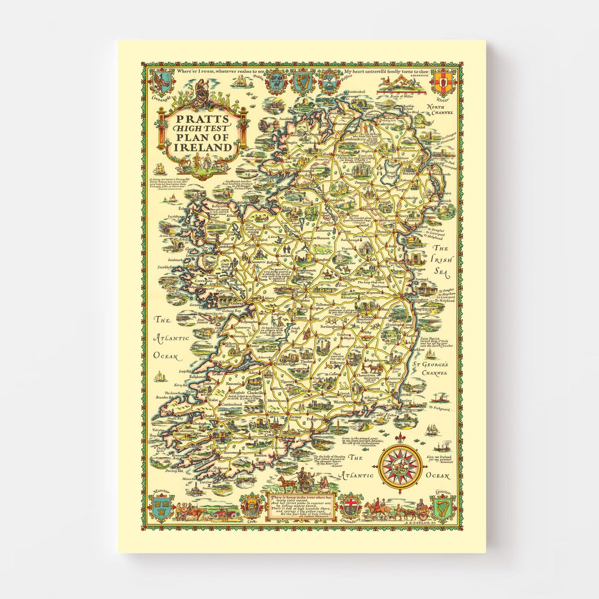 Vintage Map of Ireland 1933 Wall Art