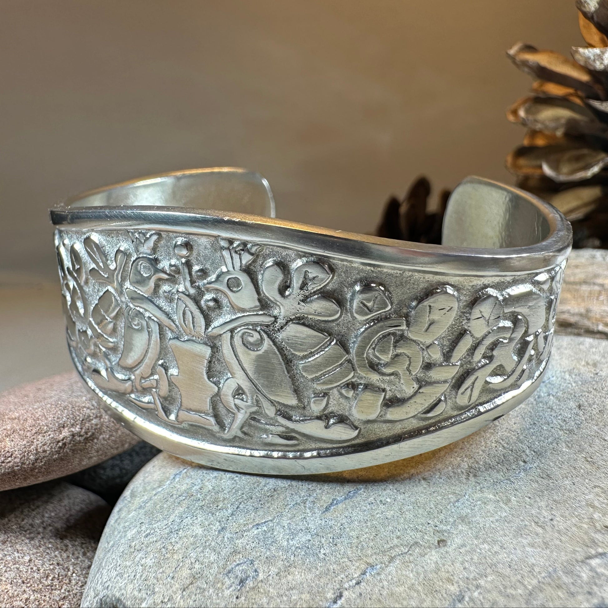Celtic Love Birds Cuff Bracelet - Handmade in Scotland — view 10