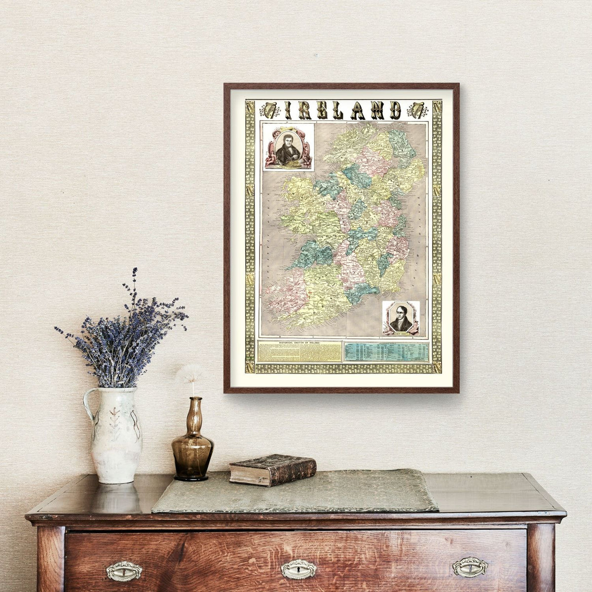 Vintage Map of Ireland 1855 Wall Art