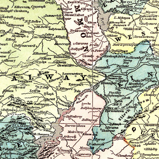 Vintage Map of Ireland 1855 Wall Art