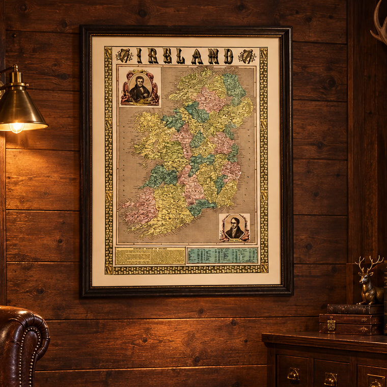 Vintage Map of Ireland 1855 Wall Art
