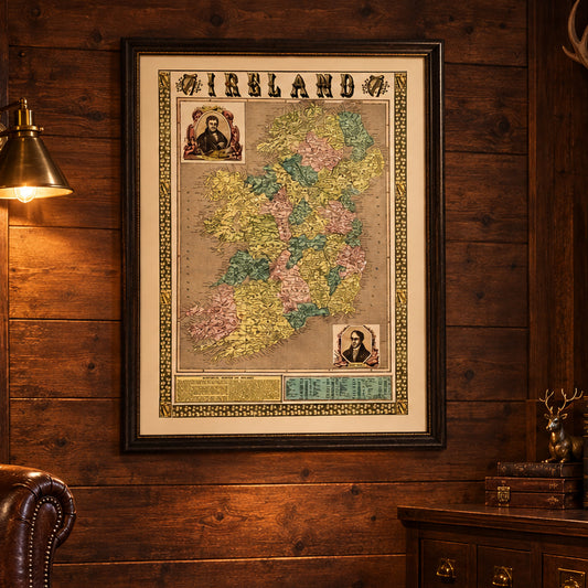 Vintage Map of Ireland 1855 Wall Art