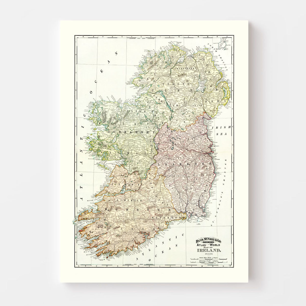 Vintage Map of Ireland 1897 Wall Art