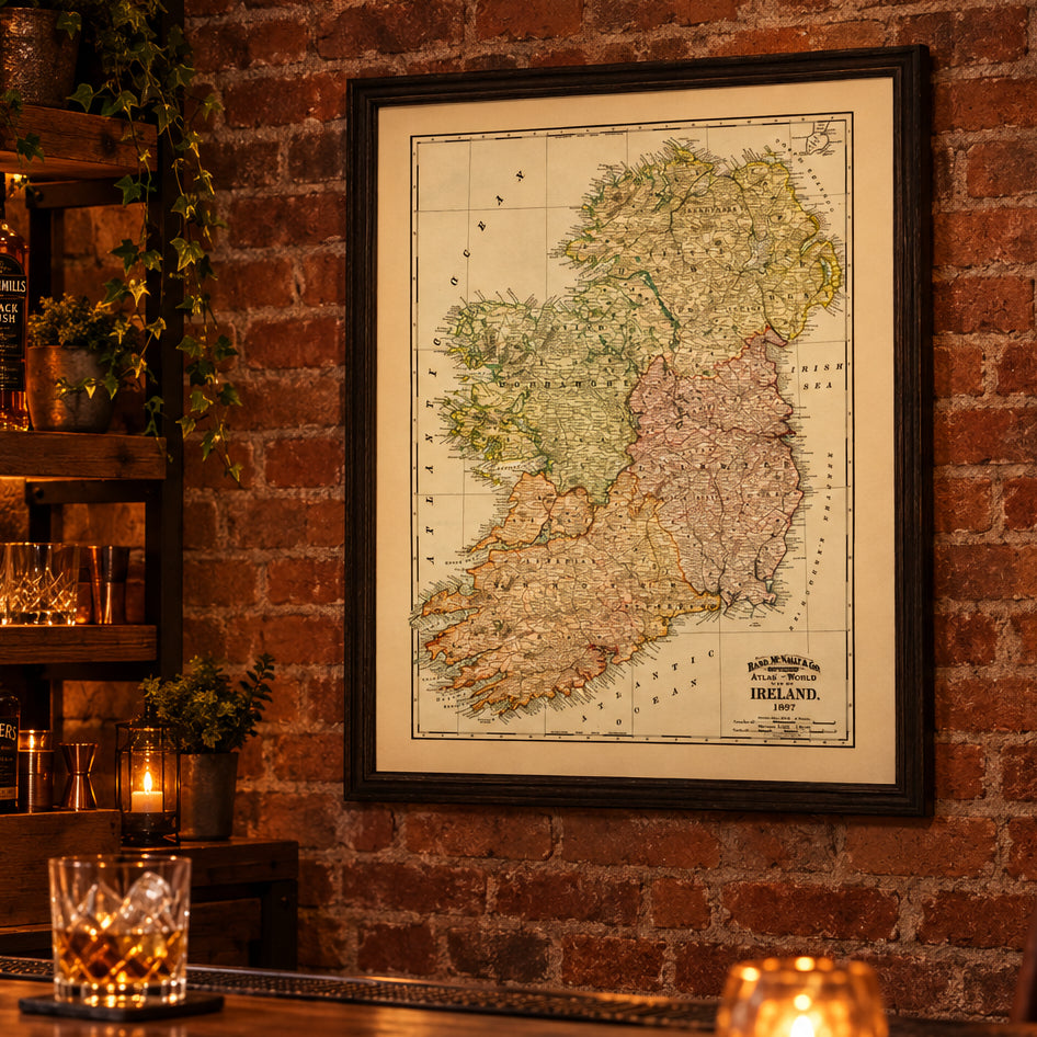 Vintage Map of Ireland 1897 Wall Art