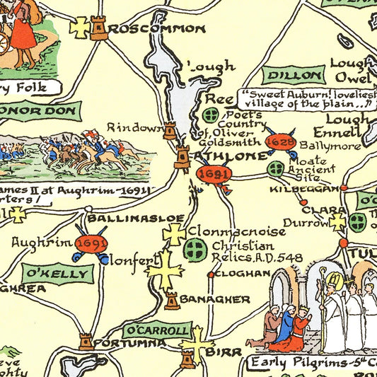 Historical Map of Ireland 1955 Wall Art