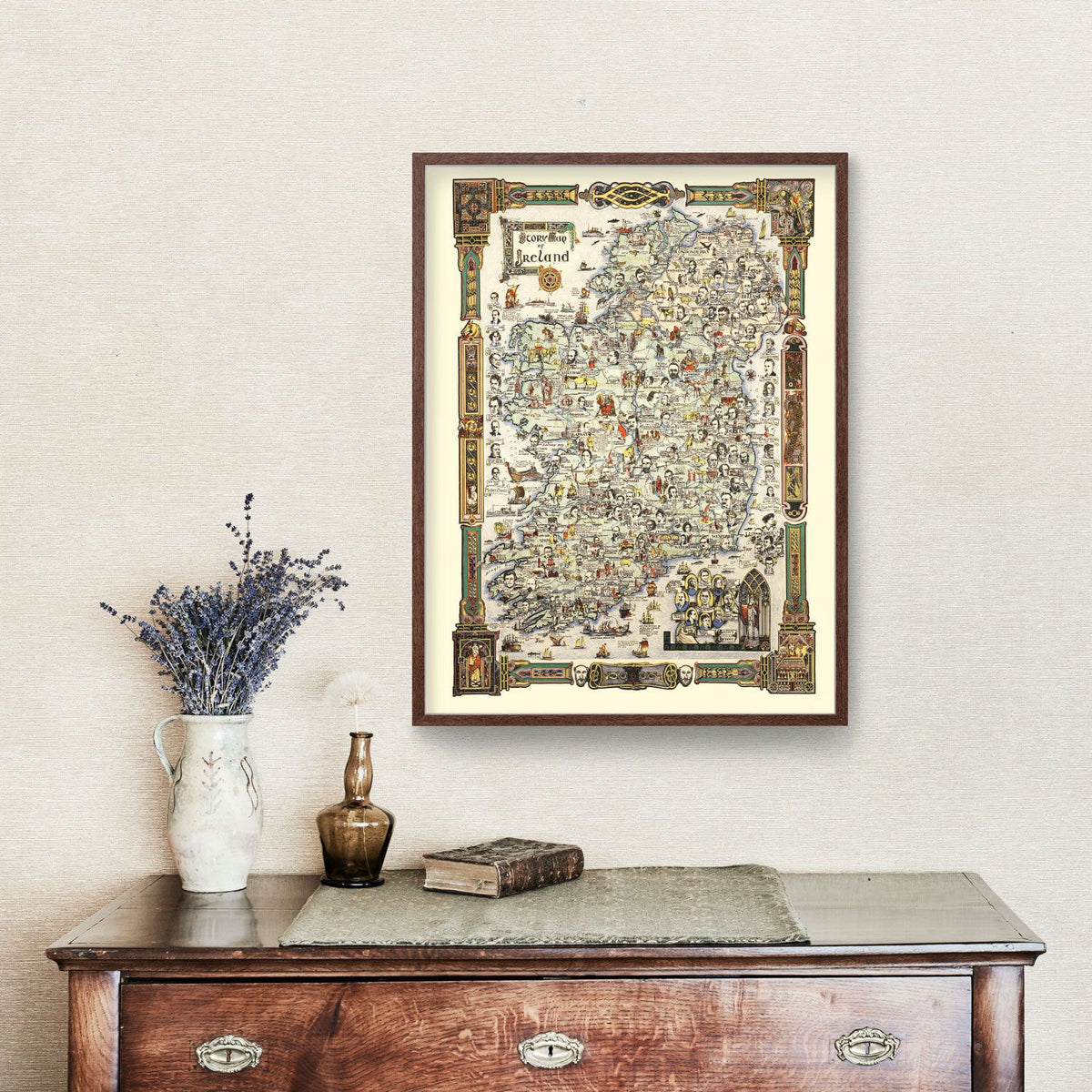 Vintage Story Map of Ireland 1936 Wall Art
