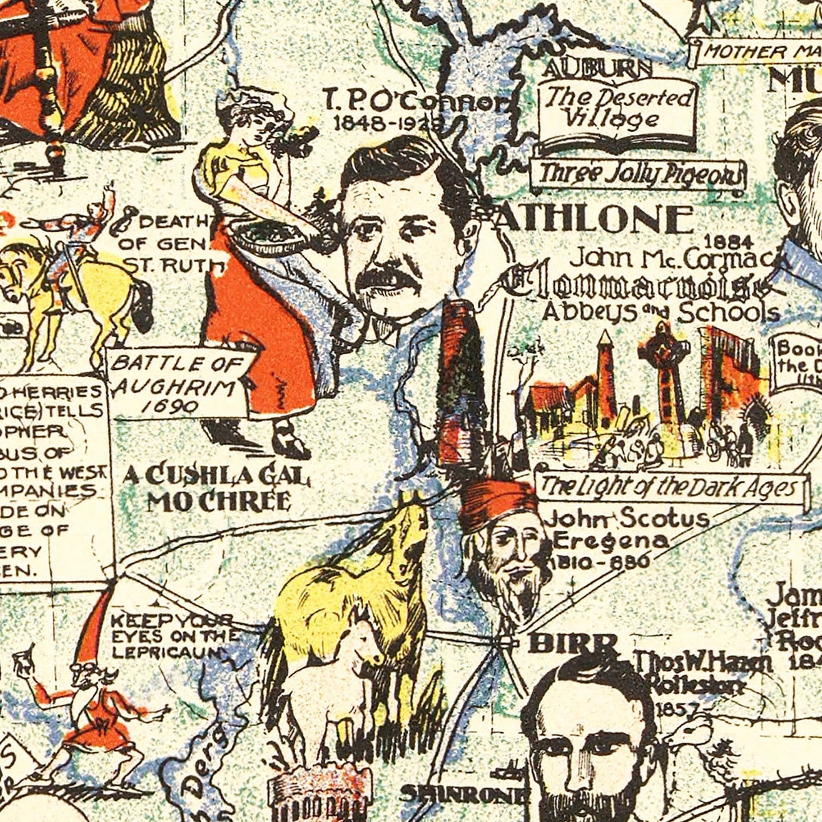 Vintage Story Map of Ireland 1936 Wall Art