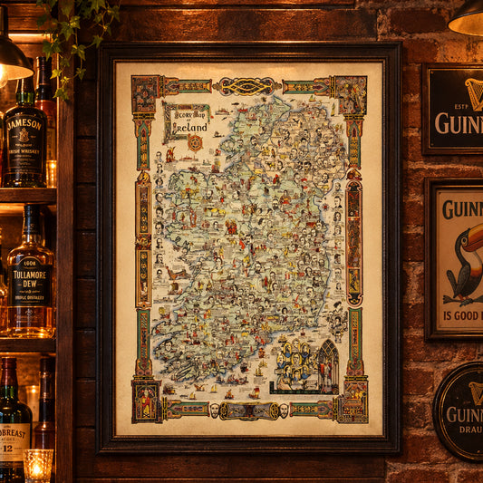 Vintage Story Map of Ireland 1936 Wall Art