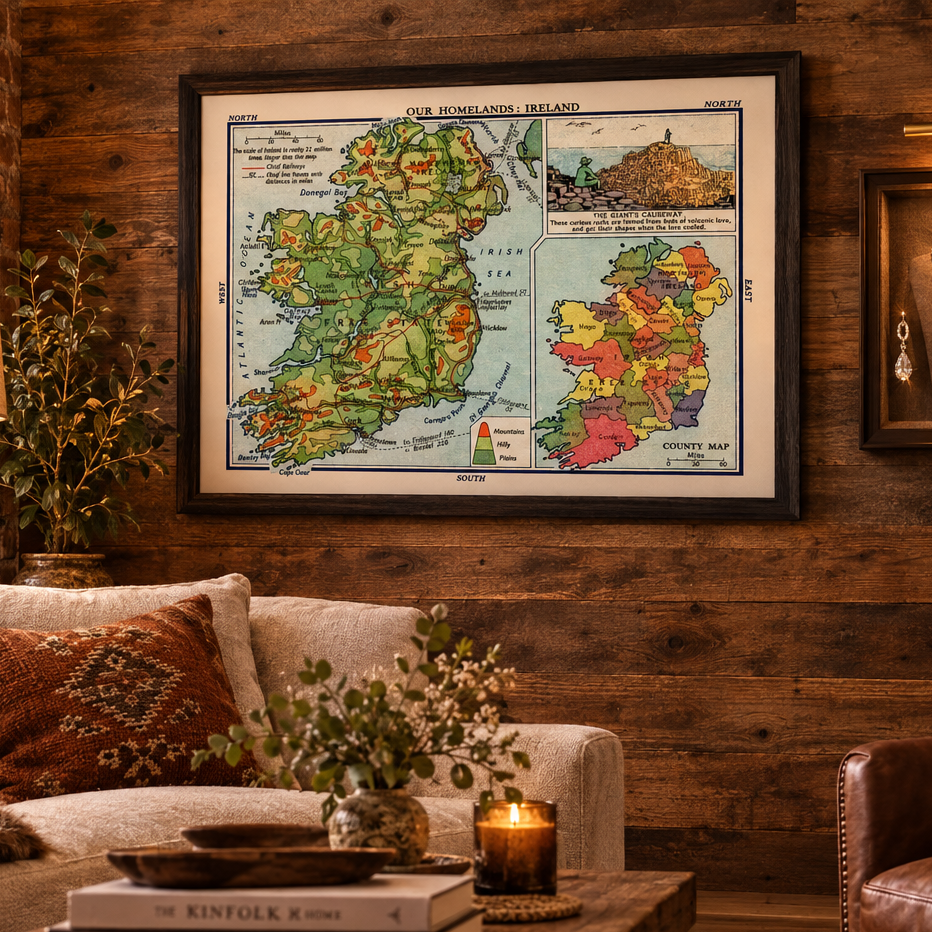 Our Homelands: Ireland Vintage Map 1935 Wall Art