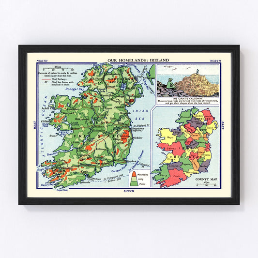 Our Homelands: Ireland Vintage Map 1935 Wall Art