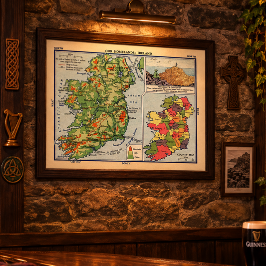 Our Homelands: Ireland Vintage Map 1935 Wall Art