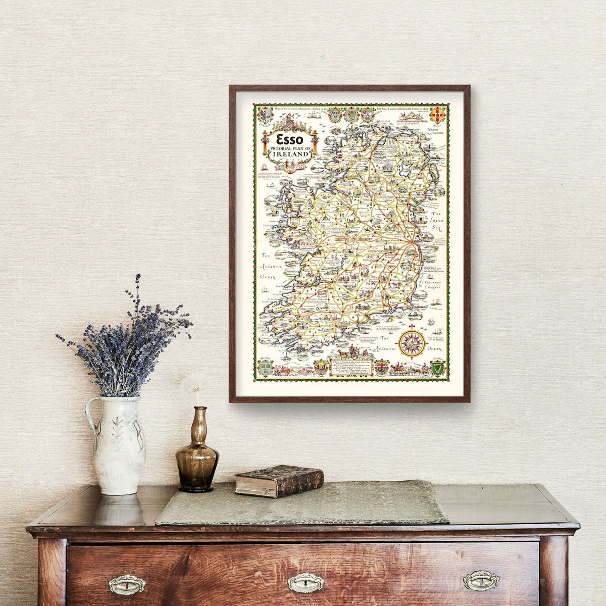 Vintage Pictorial Plan of Ireland 1933 Wall Art