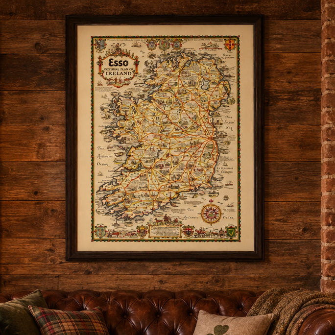 Vintage Pictorial Plan of Ireland 1933 Wall Art