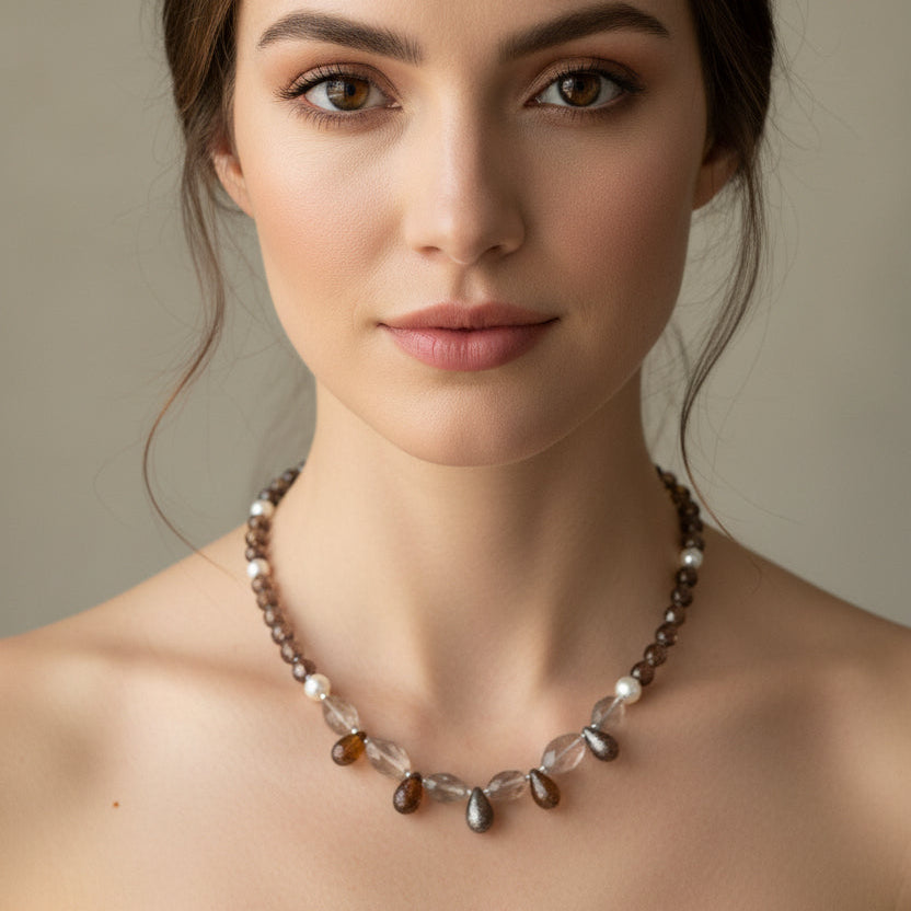Autumn Whisper Crystal Necklace in garnet