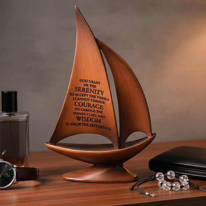 Serenity Prayer Sailboat Statue