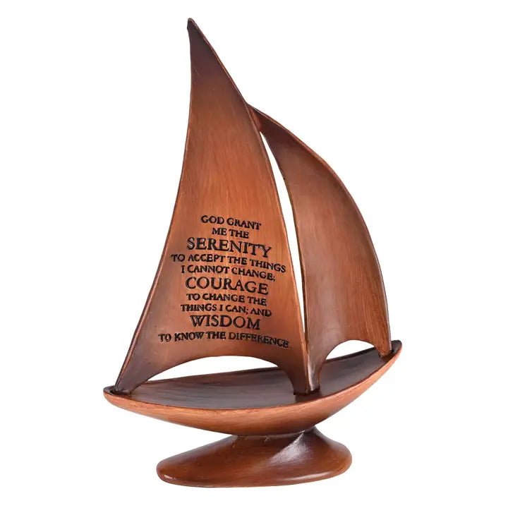 Serenity Prayer Sailboat Statue