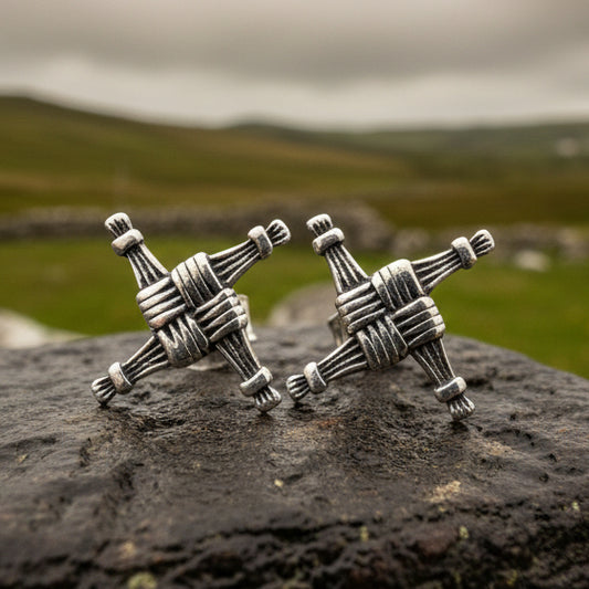 Saint Brigid's Cross Post Earrings in Sterling Silver